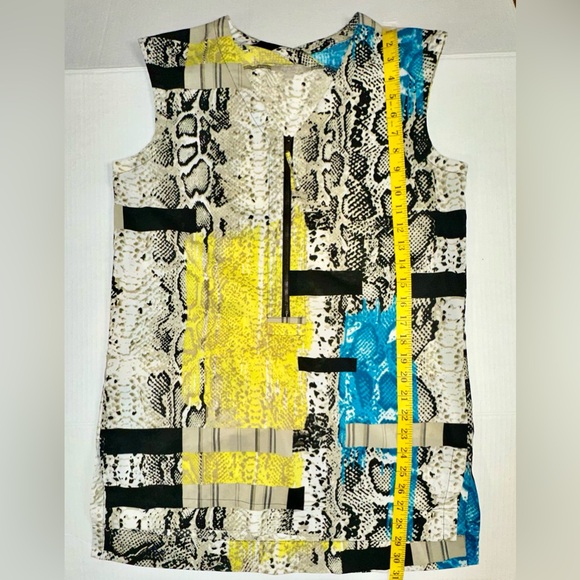 Joan Vass Mini Geometrical Design Dress W/ Snake Skin Pattern Yellow Black SM - Picture 3 of 7